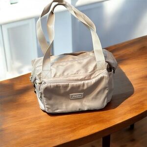 Beige Tote Bag with Front Pocket